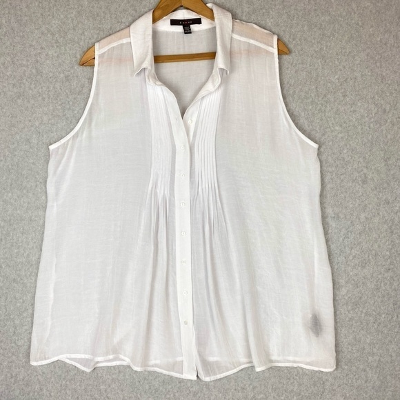 Fever Tops - Fever Womens White Sleeveless Tunic Blouse Sz XXL